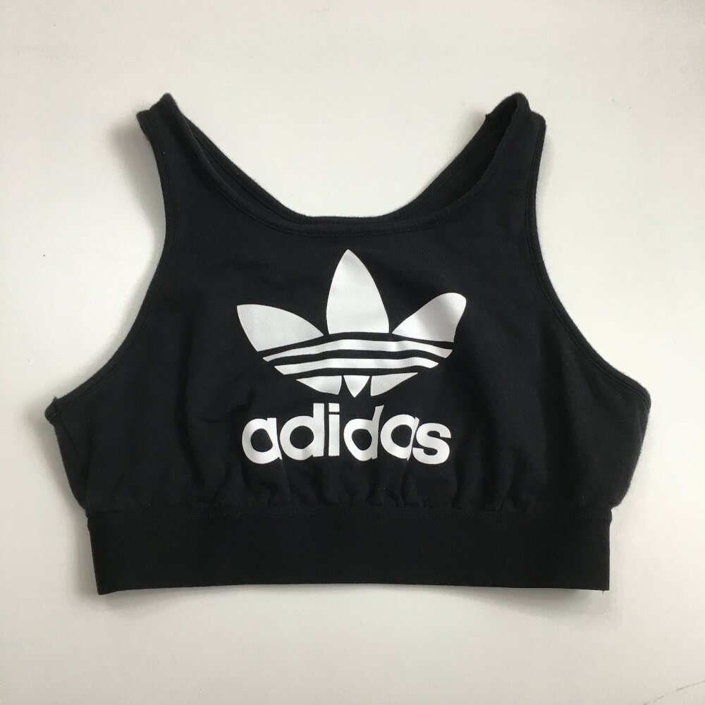 ADIDAS Black White Firebird Logo Activewear Sports Bra